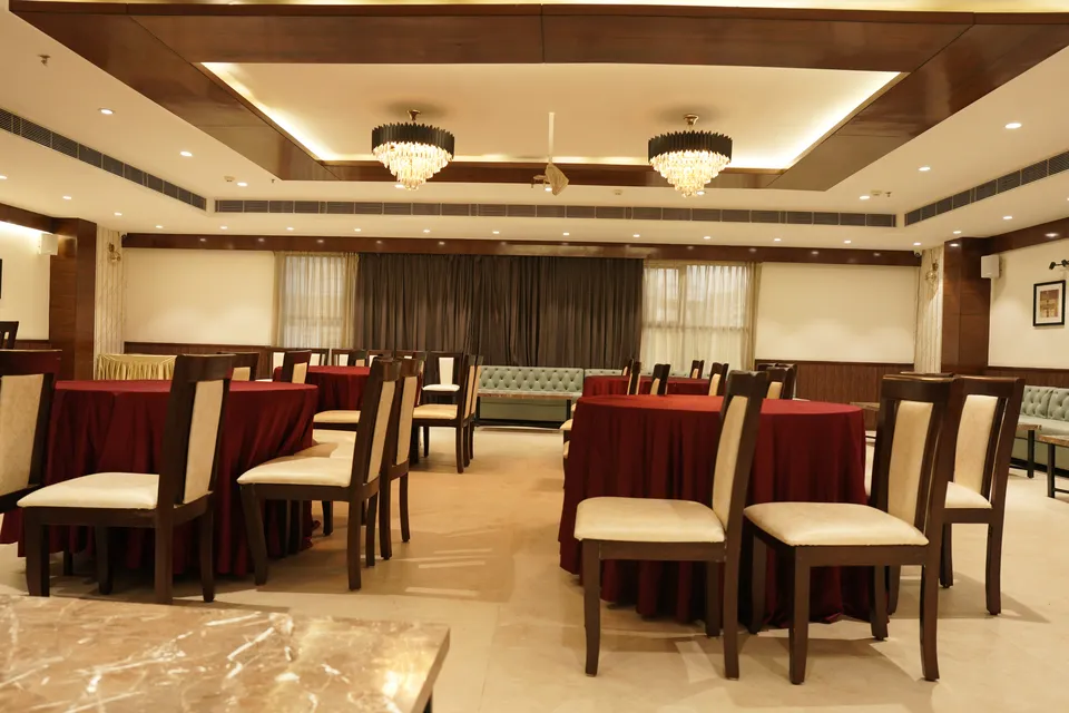 Banquet hall set for an event